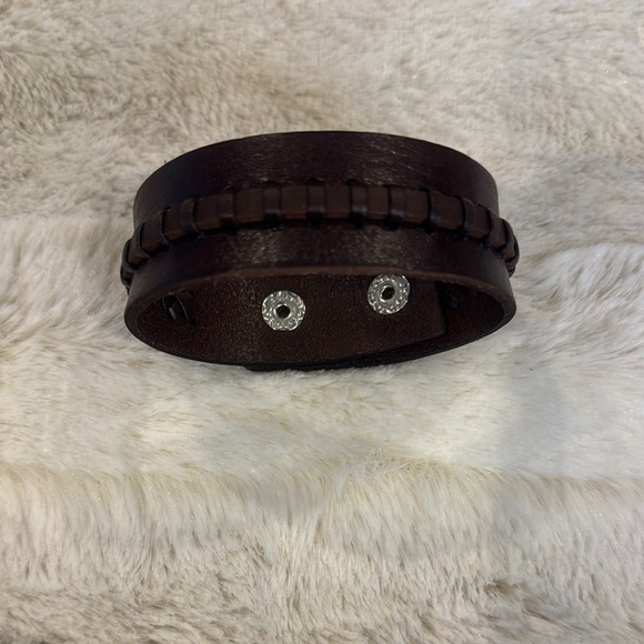 Steve Madden Men's Dark Brown Leather Bracelet - Picture 3 of 4